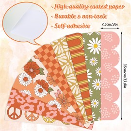 JarThenaAMCS 82Ft Retro Groovy Bulletin Board Border Boho Hippie Orange Pink Green Daisy Flower Rainbow Adhesive Border Trim for Back to School Classroom Chalkboard Wall Decor