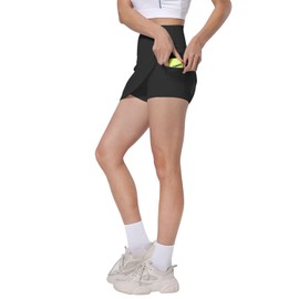 utuher Skorts for Women,Athletic Golf Tennis Skirt, Skort with Pocket, Elastic Tennis Skirt Women with Shorts (XXL, Black)