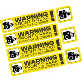 PCSL Dash Cam Recording Stickers CCTV In Car Video Camera Decal - Set of 7 (Yellow)