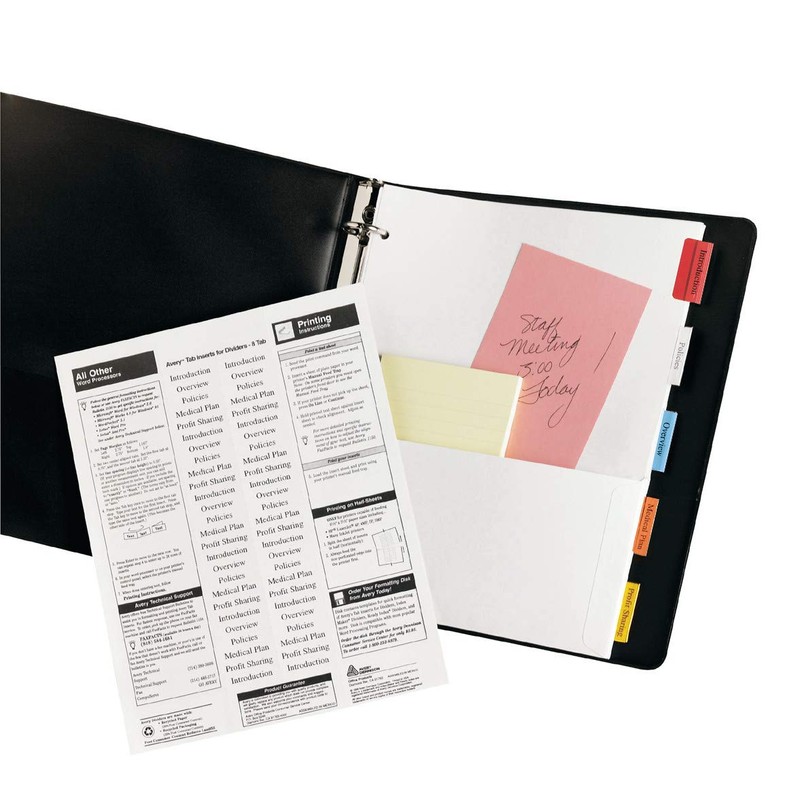 AVERY Insertable Dividers with Pockets, 5 Multicolor Tabs, 1 Set