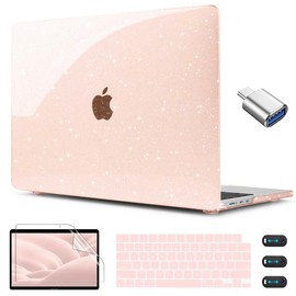 CISSOOK Compatible with MacBook Air 15 inch Case Glitter Pink 2025 2024 2023 Model A3241 A3114 A2941, Bling Hard Shell Case for MacBook Air 15 inch M4 M3 M2 Sparkly Cherry Pink