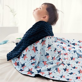 david's kids Micro Fleece Minky Baby Blanket for Boys Girls with Double Layer and Soothing Raised Dots, Breathable and Soft Lightweight Receiving Blanket for Newborns, 40x50 Inches, Flag