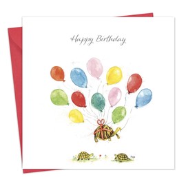 Twizler Birthday Card - Flying Tortoise - Happy Birthday Card for Men or Women - Birthday Card for Him or Her - Birthday Card for Husband Wife Boyfriend Girlfriend Partner