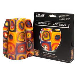 MODGY Luminary Lanterns 4-Pack - Floating LED Candles with Batteries Included - Luminaries are Great for Weddings, Parties, Patios & Celebrations of All Kinds (Kandinsky Circles)