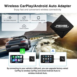 FBINSE Wireless Carplay Adapter/Android auto Wireless Adapter, Mini Car Play Wireless Adapter for Cars with Wired Carplay/Android Auto 2 in 1