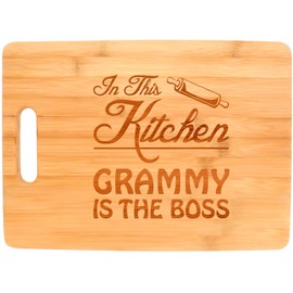 Mother's Day Gift for Grandma In This Kitchen Grammy is the Boss Big Rectangle Bamboo Cutting Board