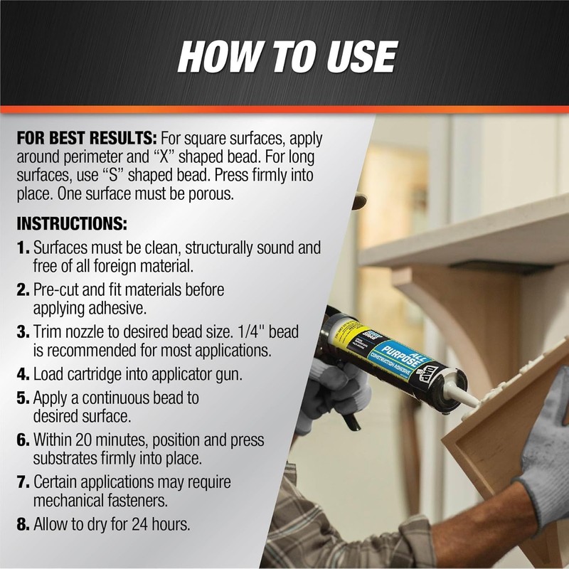 10.3 Oz Dap 27501 All Purpose Construction Adhesive