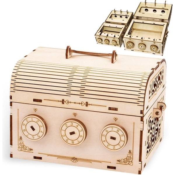MiYAVi Large Treasure Box, Dial Lock, Piggy Bank, Secret Box,