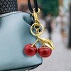 Quadafy 18K Gold Plated Cherry Keychain, Cherry Purse Charm Made