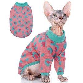Sphynx Cats Clothes Cat Turtleneck Cotton Sweater Pullover Kitten T-Shirts with Sleeves Cat Pajamas Jumpsuit for Sphynx Cornish Rex, Devon Rex,Small Dog