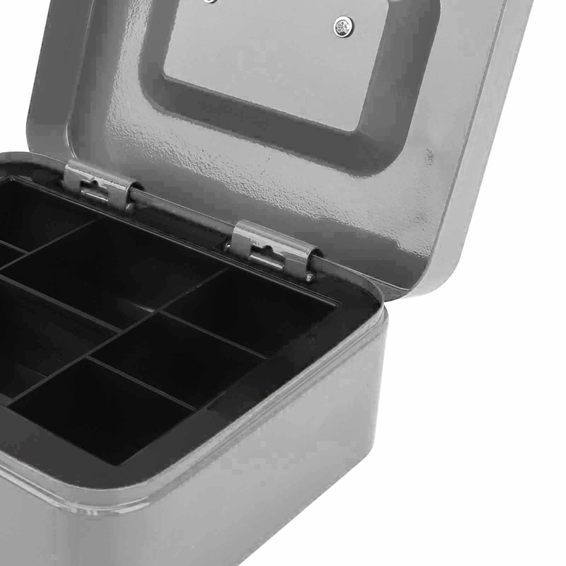 Small Locking Cash Box Portable Double Layers Safe Metal Money