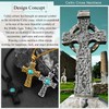 FaithHeart Stainless Steel Men's Boys Celtic Cross Pendant with Artificial