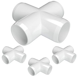 FORMUFIT F114CRX-WH-4 Cross PVC Fitting, Furniture Grade, 1-1/4" Size, White (Pack of 4)