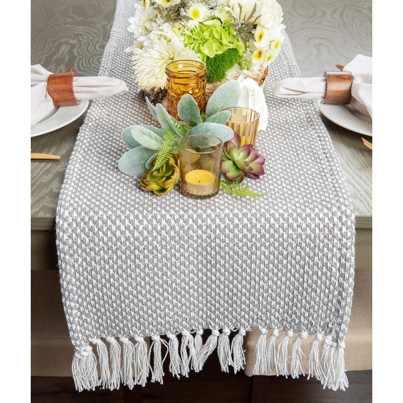 DII Woven Basics Collection 100% Cotton Knit Table Runner, 15x108,