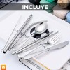 Maíz Kit Cubiertos Palillos Popotes Cepillo Acero Inox Portatil
