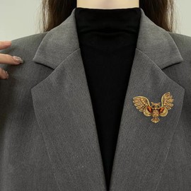 Vintage Owl Brooch Pin for Women Girls Gold Plated Ruby Red Crystal Wing Personality Animal Brooches Lapel Pin Backpack Badge Hat Bag Decoration Accessories Boho Elegant Dainty Maillard Jewelry