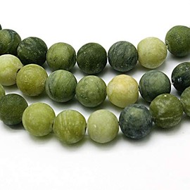 Natural Gemstone Beads Taiwan Jade Matte Frosted Round 4 mm 6 mm 8 mm 10 mm Green Set Loose Gemstone Jewellery Beads Craft Accessories Pearl Necklace (4 mm, 25 Pieces)