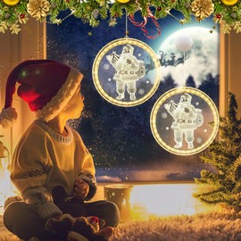 yotutun Christmas Decorative Window Light, Santa Fairy Lights, Warm White Hanging Christmas Lights, 3D Santa Background, Christmas Decoration for Outdoor, Indoor, Bedroom, Party