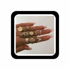 Zeshimb Boho Crystal Stackable Rings Vintage Snake Finger Rings Sparkling Rhinestone Knuckle Rings Gold Serpent Finger Rings Jewelry for Women