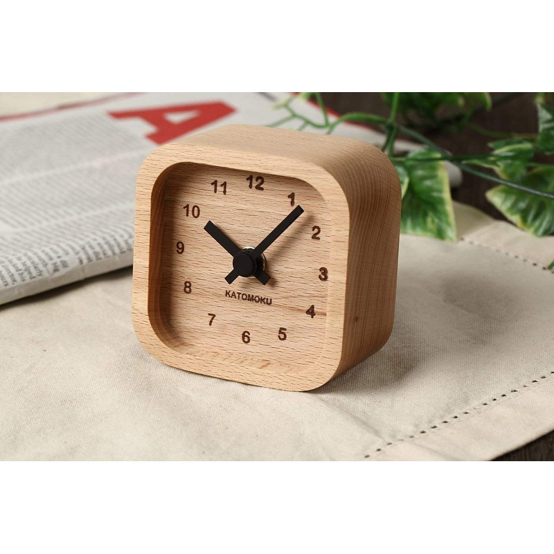 KATOMOKU Muku Mini Clock KM-25BK Corner Black Wooden Table Clock