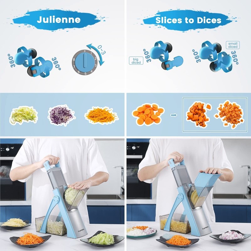 SUPMAKIN Upgrade Safe Mandoline Slicer, Adjustable Potato Slicer, Vegetable F...