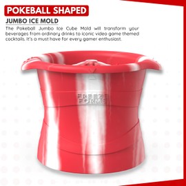 Pokeball Shaped Jumbo Ice Mold - Food Grace Silicone Gaming Novelty Whisky Ice Maker, Perfect for Video Game Lovers, Geek, Gamer & Nerd Gift