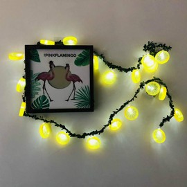 Sezrgiu Lemon Slice String Lights LED Flashing Green Leaves Fairy Light Battery Powered Lamp for Birthday Garden Patio Christmas Decoration (9.8ft/20LED, Green Leaf+Yellow Lemon)