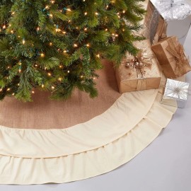 Saro Lifestyle Cotton and Jute Ruffled Tree Skirt Natural 72"