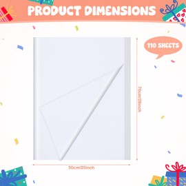 MICHIHOMIE 110 Blatt Seidenpapier Weiß, 50x70 cm Packseide Verpackungsmaterial, Seidenpapier Geschenkpapier für Füller Blumen Kunsthandwerk Geburtstag Hochzeit Deko Basteln Verpacken DIY