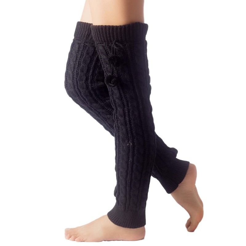 iB-iP Women's Ballet Dancer Aerobic Cute Thermal Leg Warmers, black