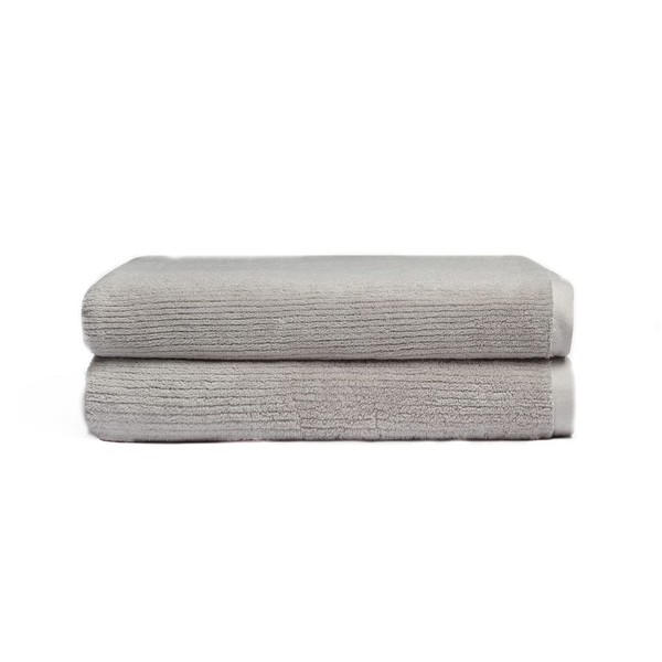 Cozy Earth Light Grey Ribbed Bath Sheet