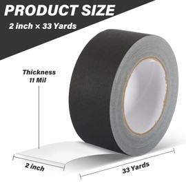 GEYYANG Gaffers Tape - Black Gaffer Tape 2 inch x 33 Yards - Multipurpose Matte Cloth Non-Reflective Gaff Tape for Photography, Film, Stage Production, Heavy-Duty Residue Free Gaffing Tape