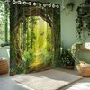 Bxpaitx Green Enchanted Forest Hookless Shower Curtain with Snap in