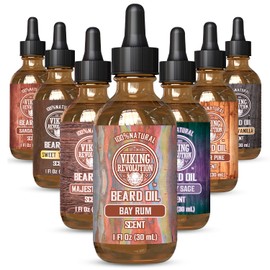 Bay Rum Beard Oil Conditioner- All Natural Bay Rum Scent Organic Argan & Jojoba Oils - Promotes Beard Growth - Softens & Strengthens Beards and Mustaches for Men (Scented, 1 Pack) â€¦