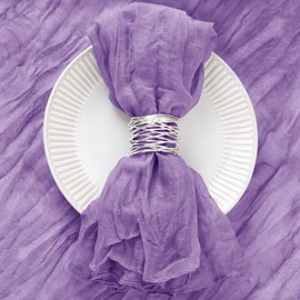 DeZerlor 12 Pack Grape Purple Napkins Cloth Boho Gauze Cheesecloth Napkins Bulk Set of 12 Soft Cotton Linen Dinner Napkins for Wedding Bridal Baby Shower Daily Use