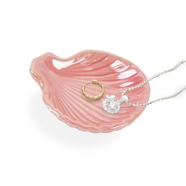 Dmnnlp Shell Jewelry Holder, Ceramic Trinket Tray, Decorative Tray Organizer For Rings, Necklaces, Earrings, Jewellery-Pink