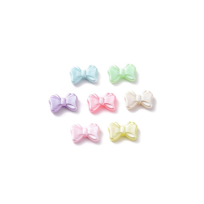 DanLingJewelry 100Pcs Opaque Acrylic Bow Beads Colorful Bowknot Tie Beads