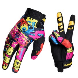 TATACLEA Ghost-Eye Graffiti Full Finger Breathable Motorcycle Glove Motocross Motorbike & ATV Off Road Racing Sports Cycling Gloves for Men & Women