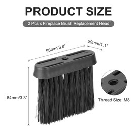 PATIKIL Fireplace Brush Replacement Head, 2Pcs Plastic Oblong Broom Brush Soft Bristles Brush Head for Cleaning Fireplace Dusting Furniture Brushes, Black