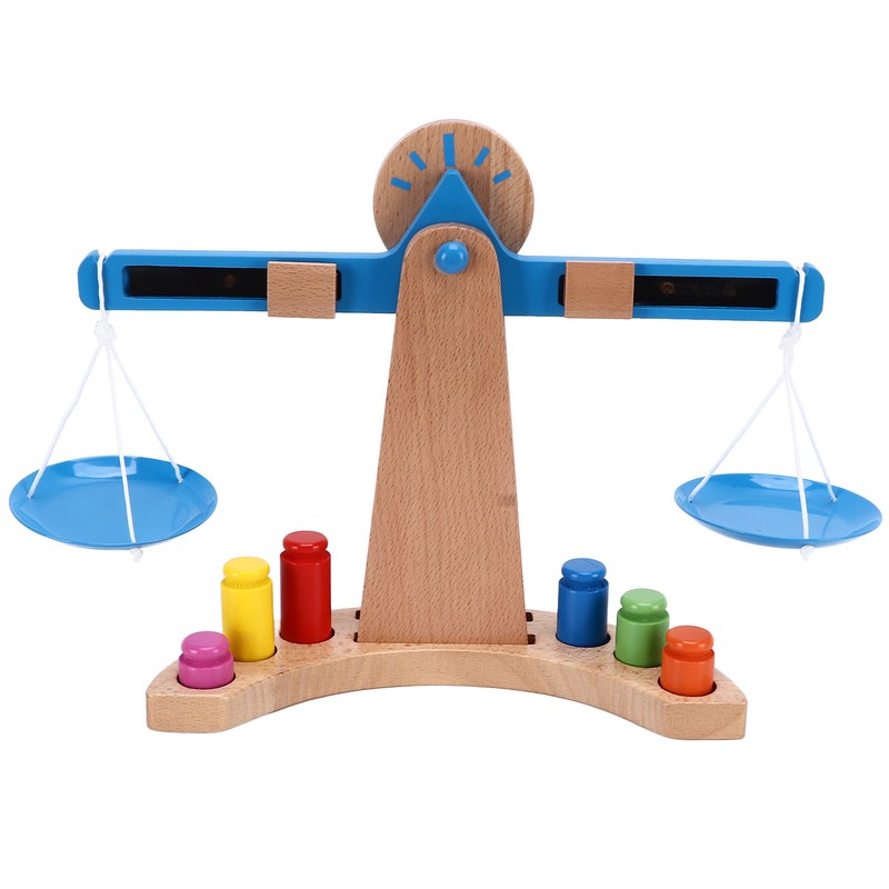 Wooden Weighing Scale Toy Set Educational Balancing Scale Toy Math