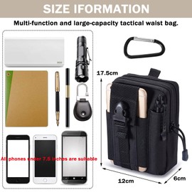 HTTDSLF Tactical Waist Bags, Tactical EDC Bag, Small Belt Bag, Molle Multifunctional Small Bag, Camping, Hiking, Cycling, Climbing with Compact Bag, black, No