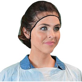 QIAN SOU Disposable Hair Nets Food Service Nylon Caps Breathable Honeycomb 24" (100)