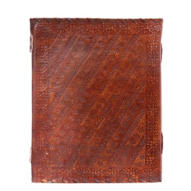 Hell Blues Leather Large Journal Rustic Ruled Notebook 13 x 10 inches Diary Seven Chakra Medieval 7-Stone Embossed Handmade Writing Lined Notepad (200 Pages)