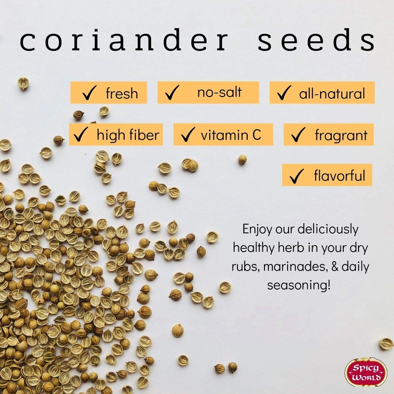 Spicy World Coriander Seeds Whole 3.5 Ounce Bag - Pure,