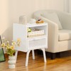 Lerliuo Rattan Nightstand with Charging Station, Side Table with Drawer