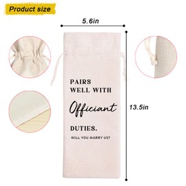 Maydvdv Officiant Wine Bag|Pairs well with officiant duties|Officiant Gift|Wedding Officiant Wine Bag|Officiant Wedding Gift|Reusable Drawstring Bags(11MA07)
