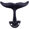 Rustic Dark Blue Cast Iron Whale Tail Wall Hooks, 4