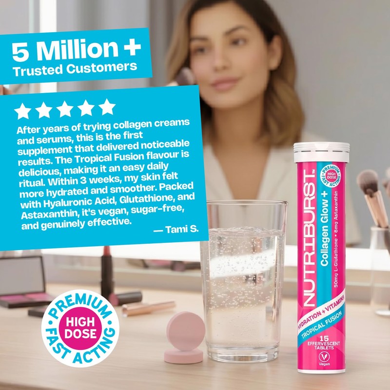 Nutriburst Collagen Beauty+ Effervescent Tablets - Vitamin C, Zinc &