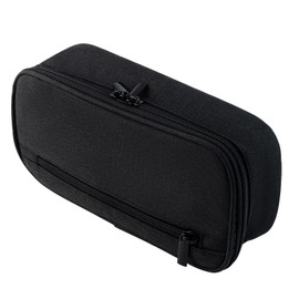 Large Pencil Case Aesthetic, Black Stationery Pencil Bag, Multifunctional Pencil Bag with Name Sticker, Big Capacity Oxford Fabric Pencil Pouch, Lightweight Zip Pencil Bag for School Office Supplies