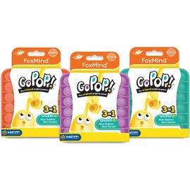 GoPop Quadro - The Original - Trend Fidget, Bubble, Push Pop, Travel Game, Logic Game, Everyday Stress, Anxiety - HCM Kinzel - 55184 Purple, Turquoise, Orange